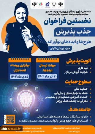 اولین رویداد ستاد ملی نوآوری و کارآفرینی ورزش بانوان دانشگاهی با همکاری معاونت زنان و خانواده ریاست جمهوری در دی‌ماه 1402 برگزار می‌شود